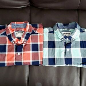 2-Pack Men's Express Plaid Button Down Shirts